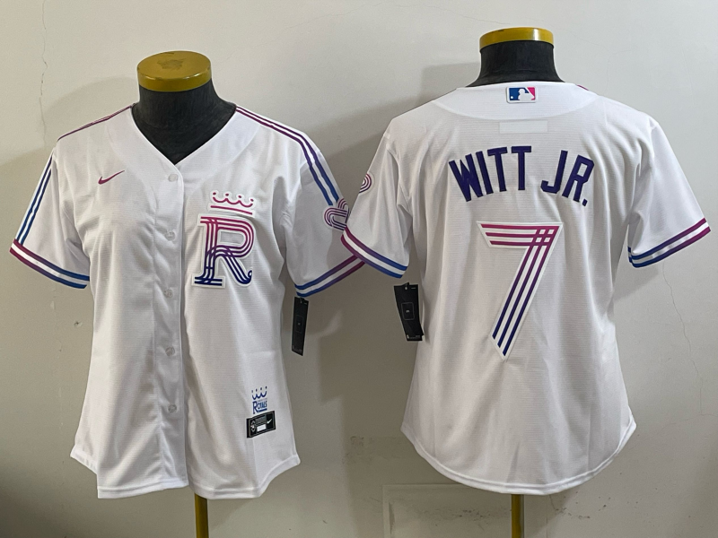 women Kansas City Royals7 Witt Jr white Nike MLB 2026 Jersey 001->youth mlb jersey->Youth Jersey